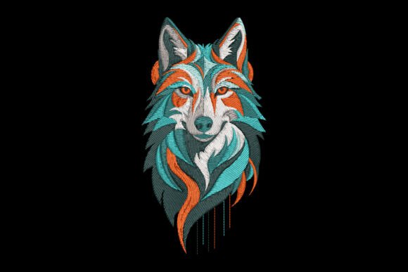 Colorful Wolf Head Review for Business Merch