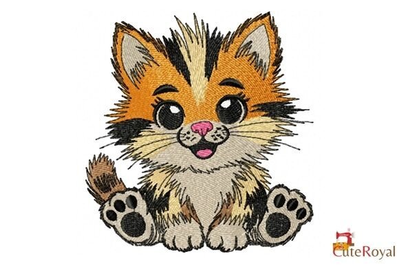 Cute Baby Kitten Sitting Embroidery Review