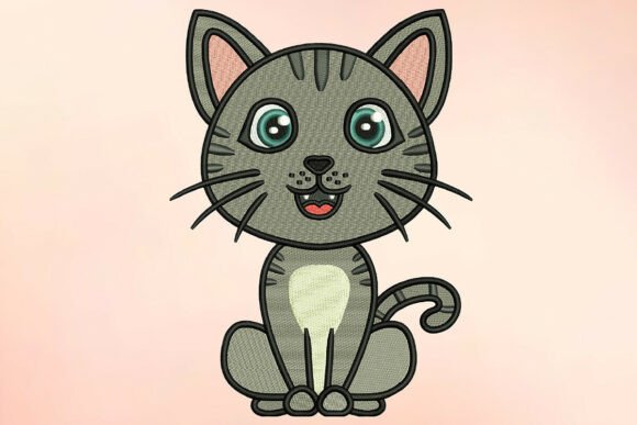 Cute Grey Tabby Kitten Embroidery Review